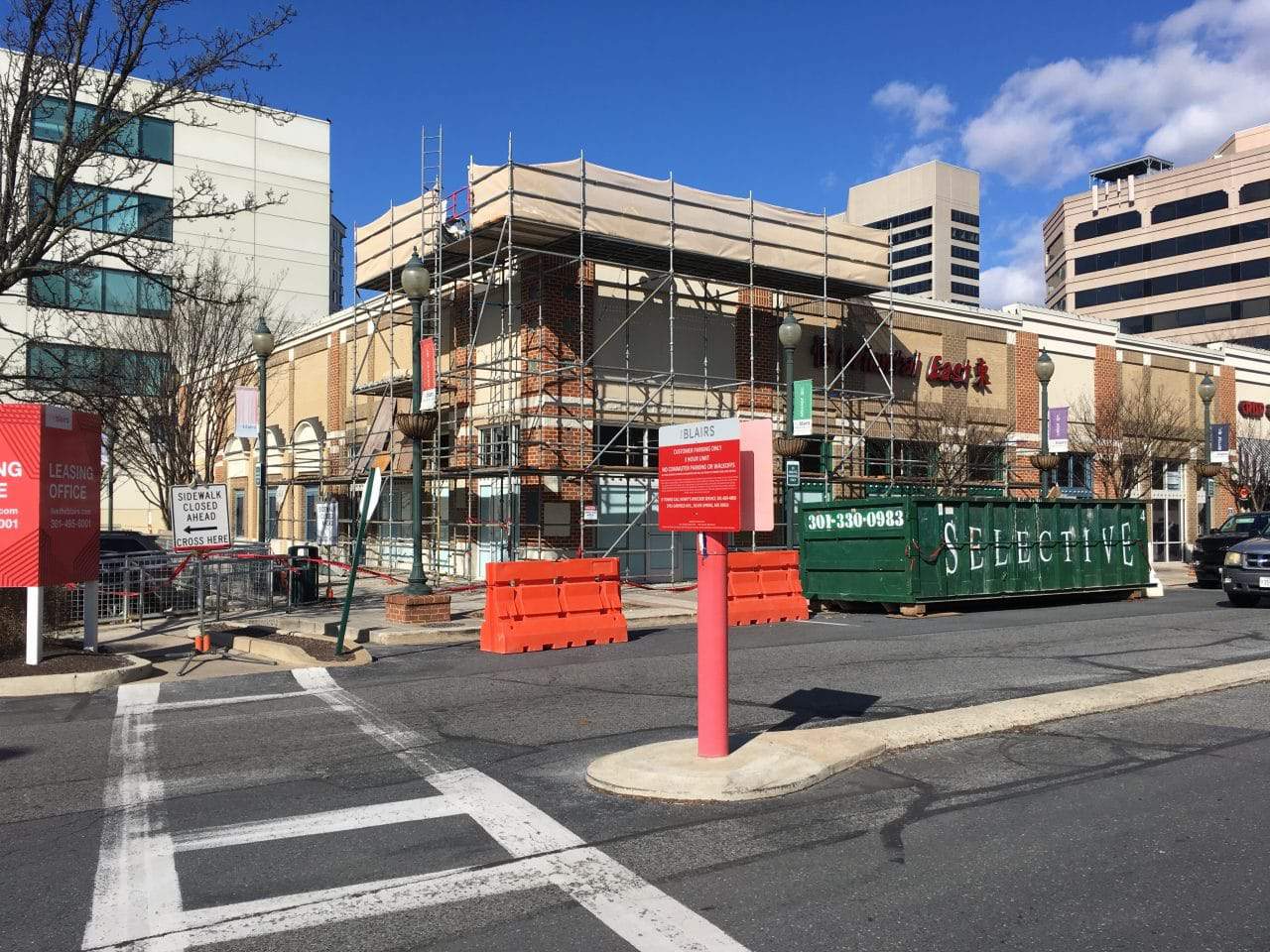 Facade work underway in Blair Park Shopping Center Source of the Spring