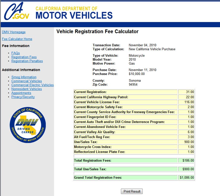 DMV Fees South Bay Riders