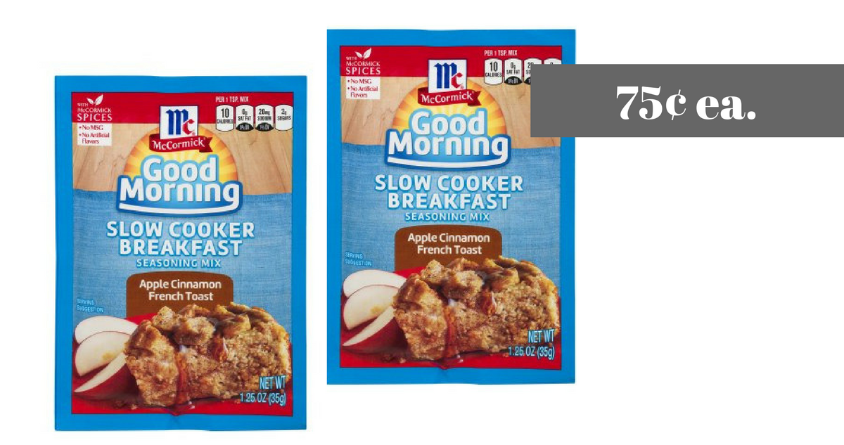 McCormick Slow Cooker Breakfast Seasoning Mixes, 75¢ ea. Southern Savers