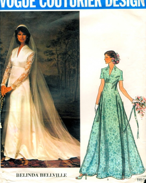 70s VOGUE COUTURIER PATTERN 1156 BEAUTIFUL WEDDING GOWN BRIDAL DRESS