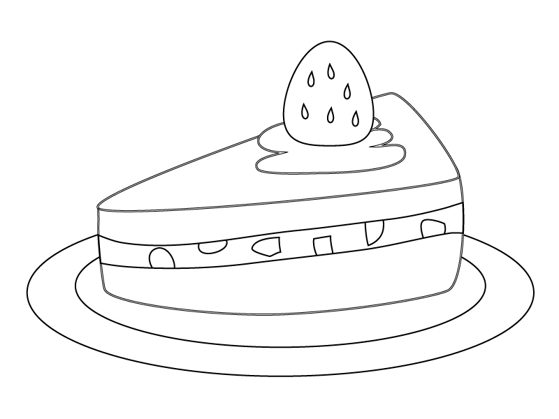 無料のスイーツ・ケーキのぬりえ | ぬりえパーク ぬりえ素材・いちごのショートケーキ・スイーツ | イラスト無料・かわいいテンプレート