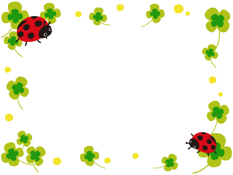 無料イラスト] 四つ葉のクローバー - パブリックドメインQ：著作権フリー画像素材集 テントウムシとクローバーのフレーム・枠イラスト | イラスト無料・かわいいテンプレート