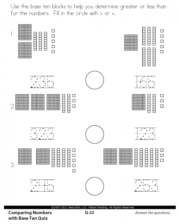 Sample 2nd Grade Math Compare & Order Numbers