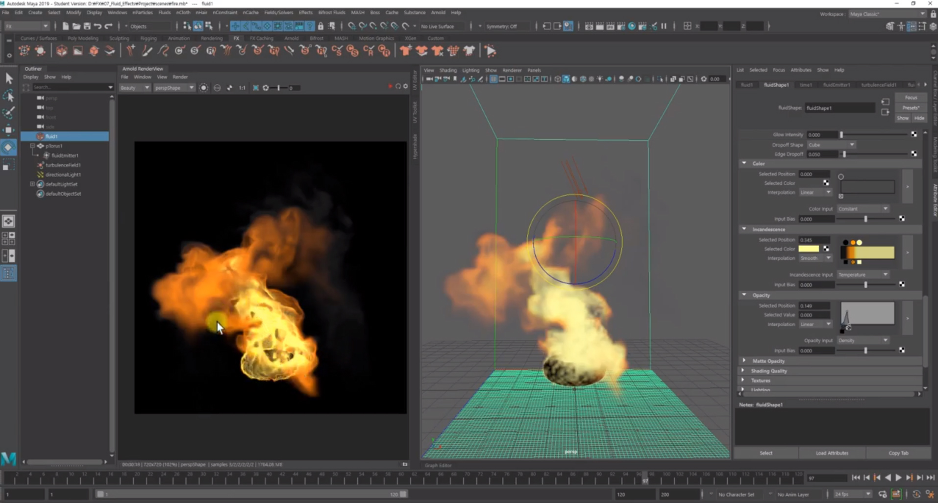 create a Fire with Fluid Effects in Maya SPAFi