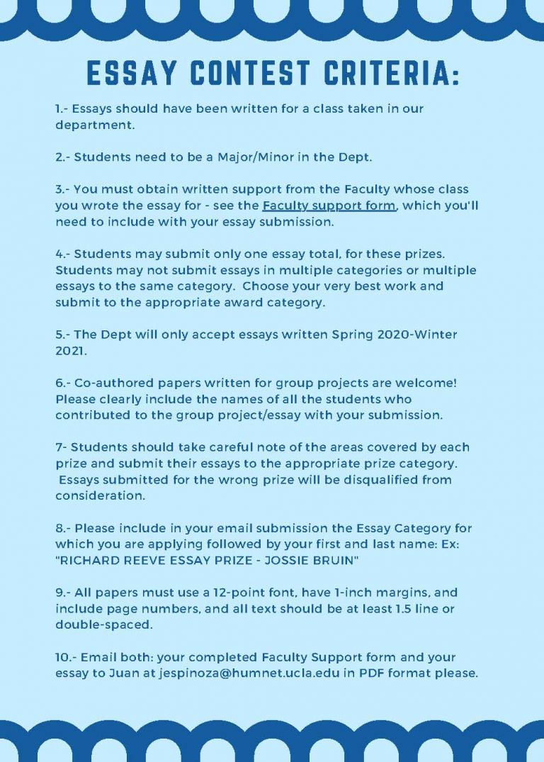Spring 2021 UCLA Department of Spanish and Portuguese Essay Contest