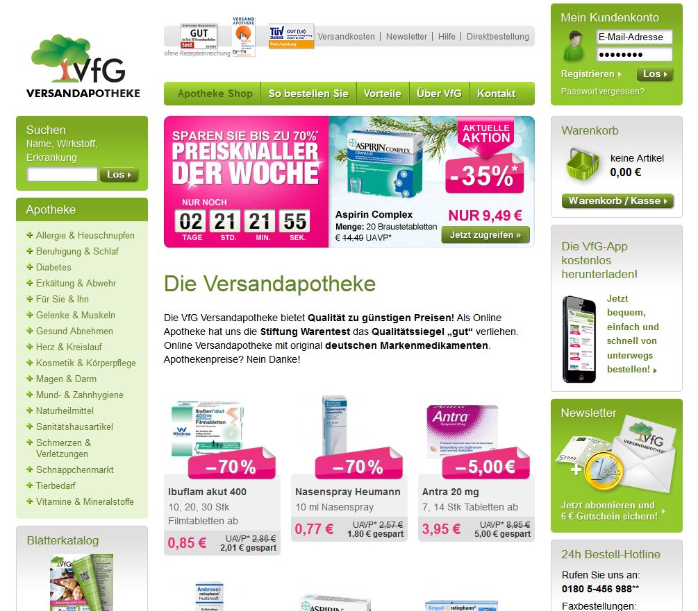 VFG VERSANDAPOTHEKE Gutschein Dezember 2020 ᐅ 5€ + Bis zu 30 Rabatt