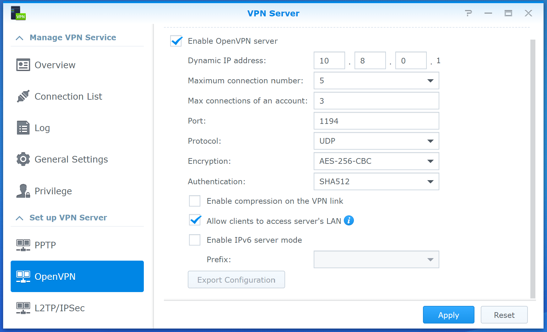 Setting up an OpenVPN server with Synology and Viscosity SparkLabs