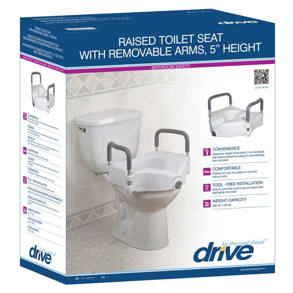 Drive Medical 5″ Raised Toilet Seat with Removable Arms Sparkle Pharmacy