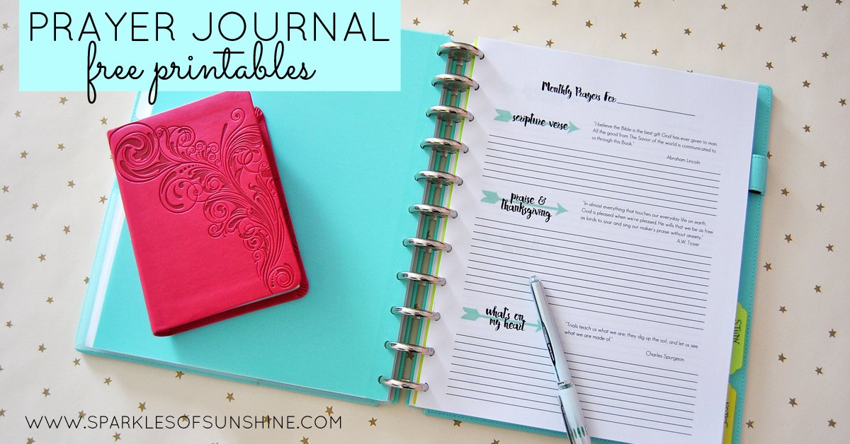 Prayer Journal Free Printables Sparkles of Sunshine