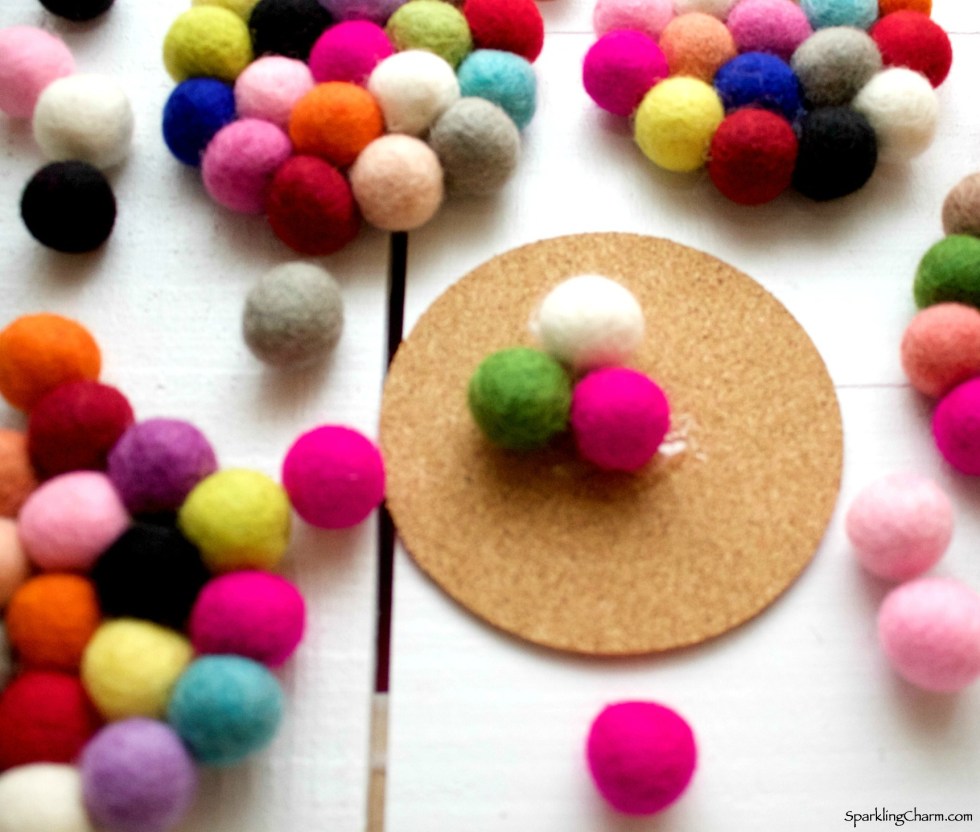 DIY Wool Pom Pom Coasters Sparkling Charm
