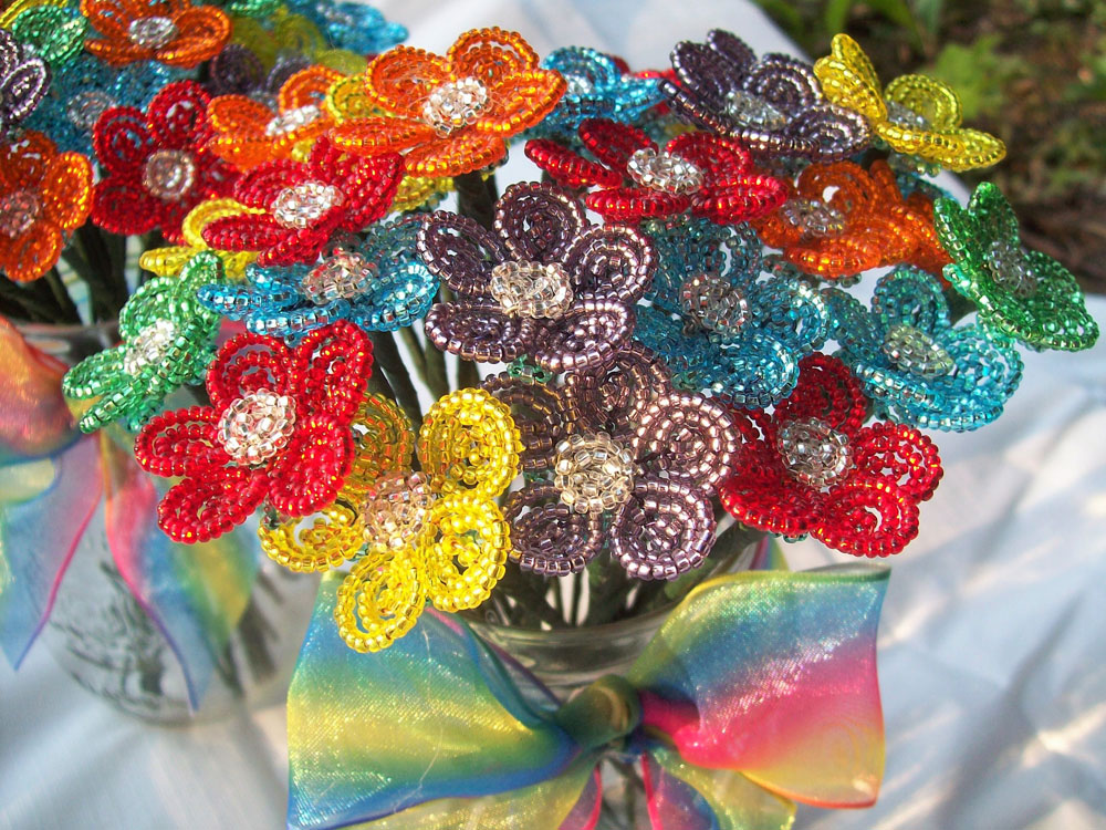 Rainbow Beaded Pride Flowers Sparkling Wolf Creations