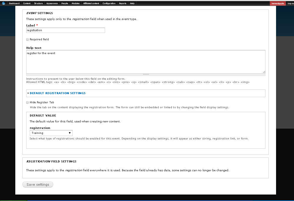 How to use entity registration module to create event registration