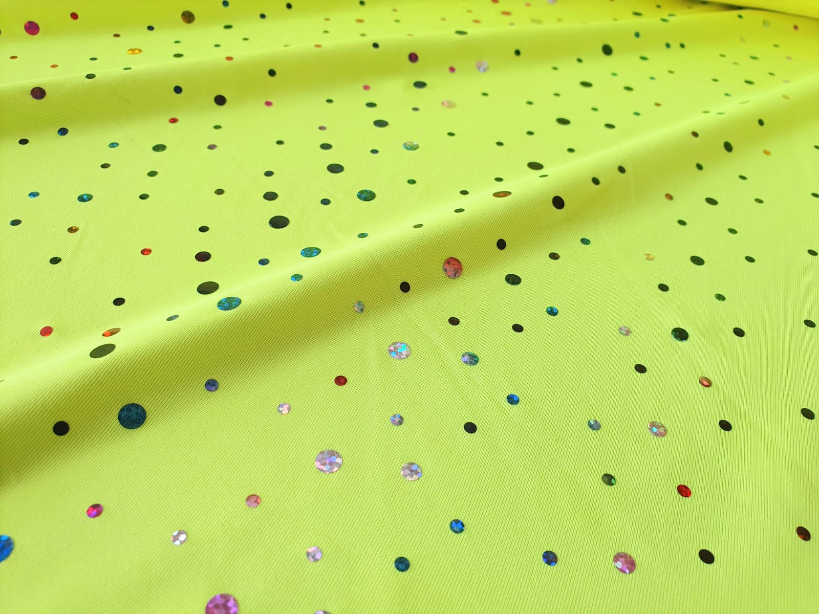 Jersey fabric with sequin polka dots in fluo colors SP Cotton