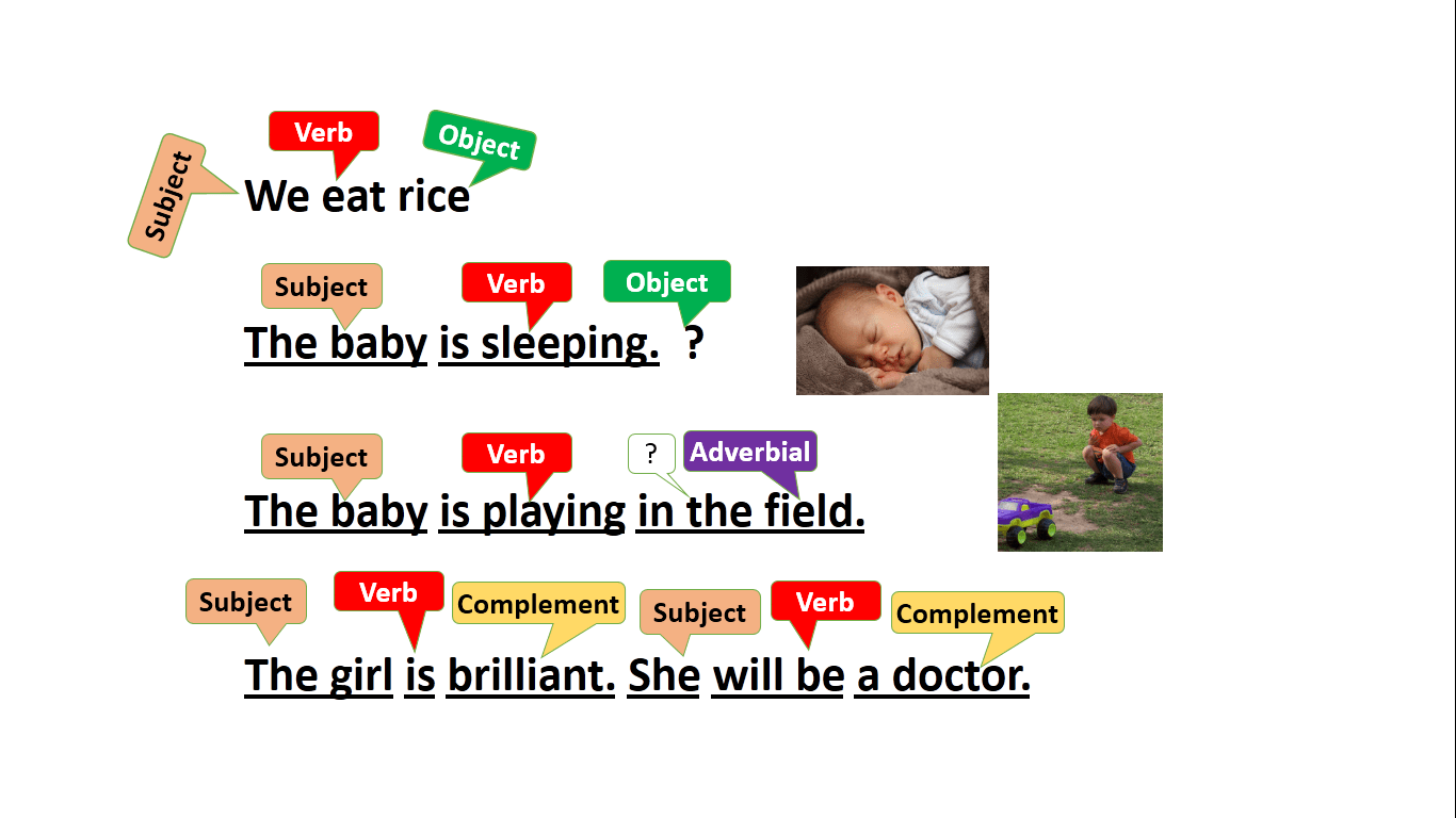 Examples of Basic Grammatical Functions of English Words Parts of
