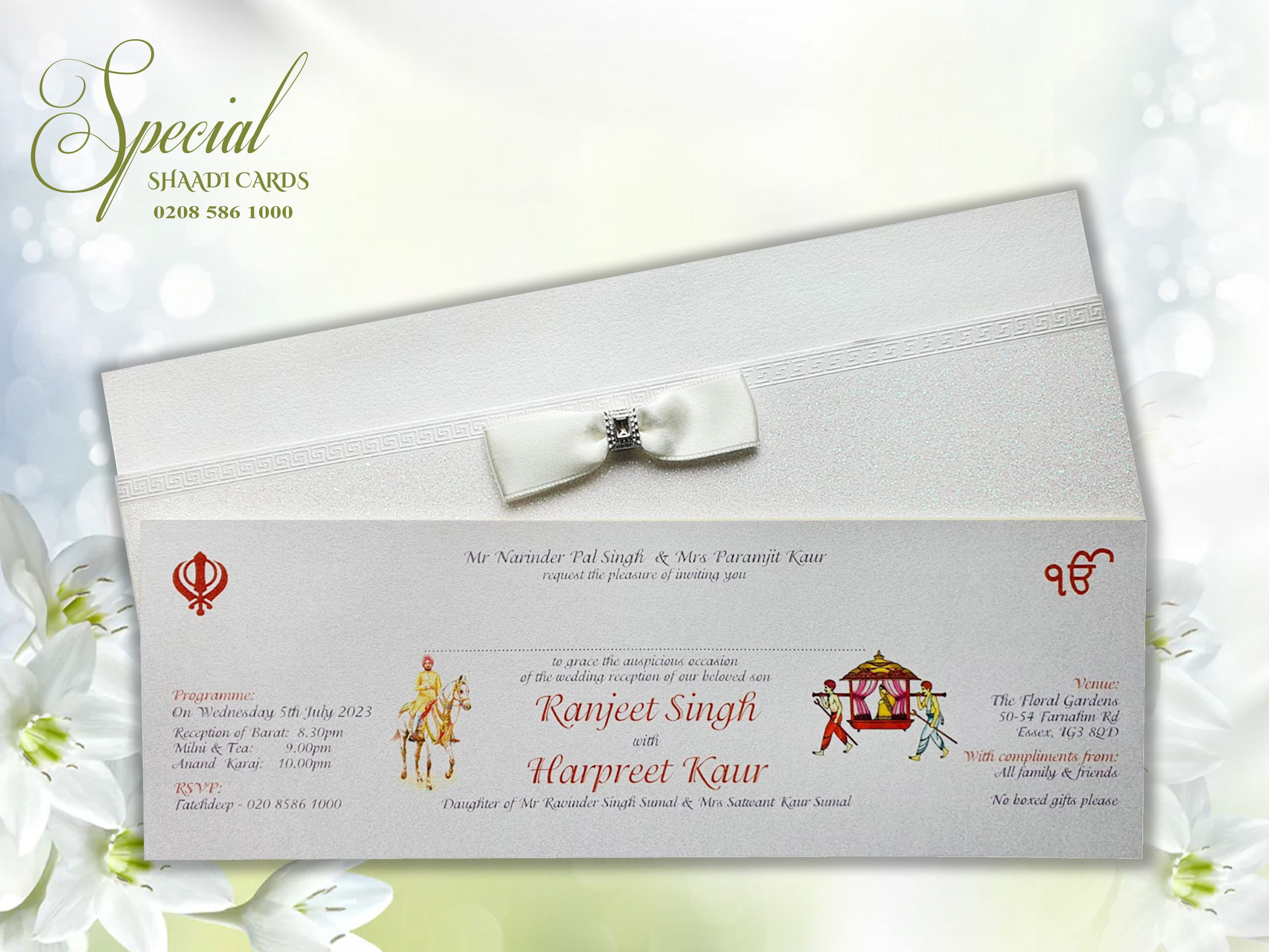 Silver DL Embellished, Pocket Wedding Card Special Shaadi Cards