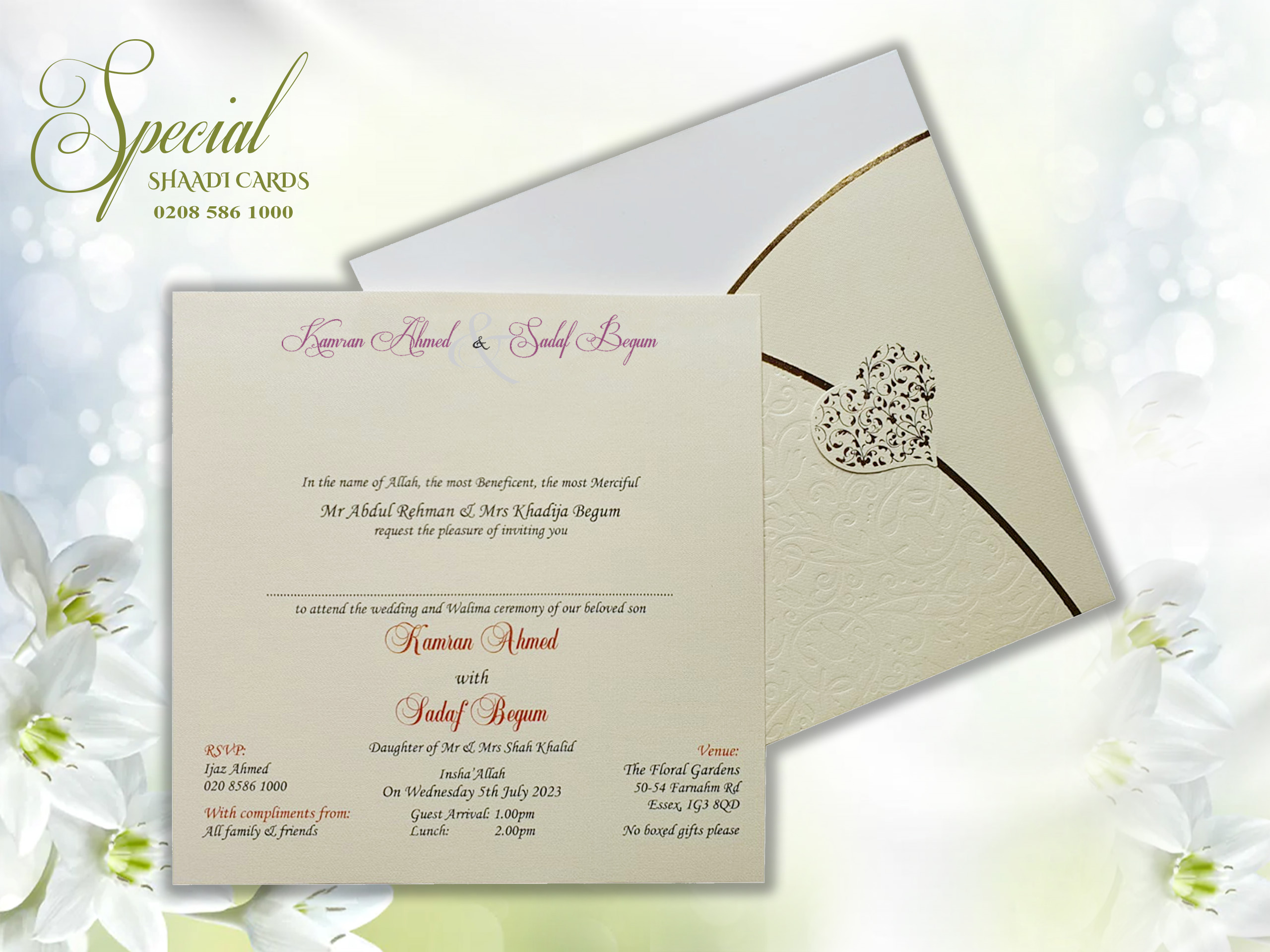 Classic Ivory Pocket Wedding Card Special Shaadi Cards