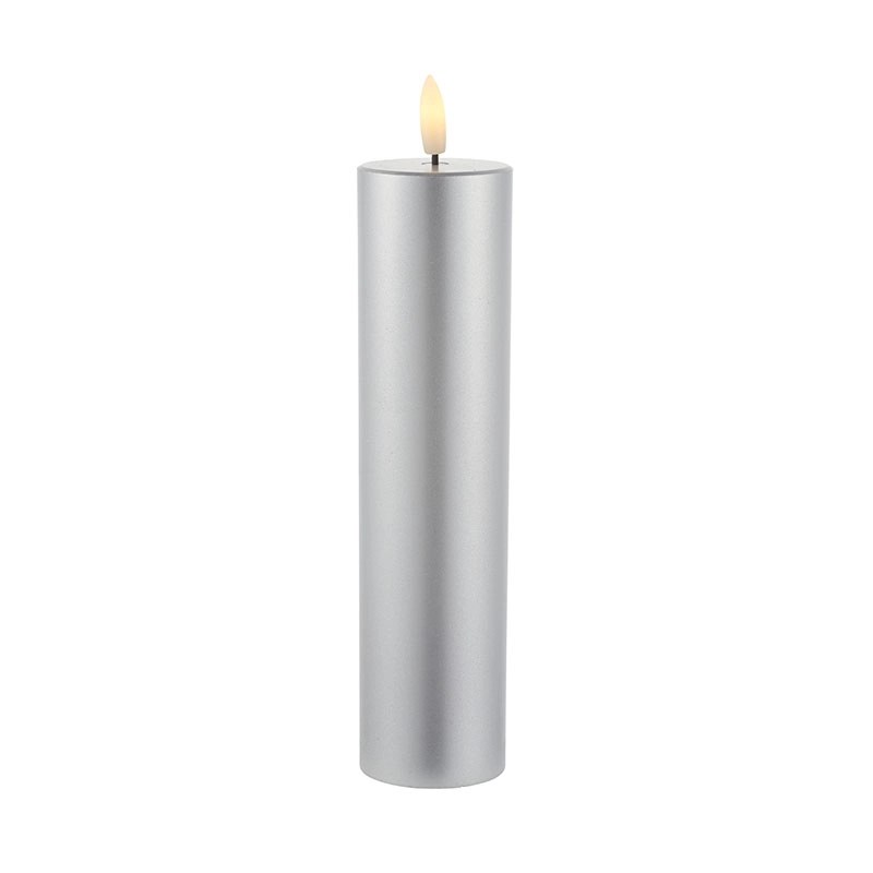 SIRIUS SILLE 200 BATTERY OPERATED LED WAX FLICKER CANDLE SILVER