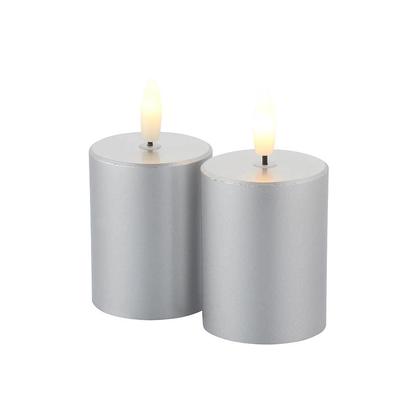 SIRIUS SILLE MINI BATTERY OPERATED LED WAX FLICKER CANDLE SILVER