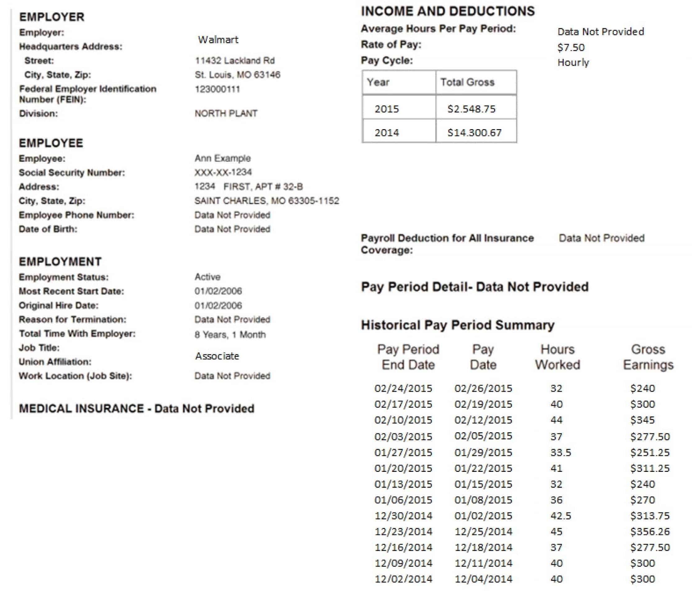 Microsoft Word walmart example