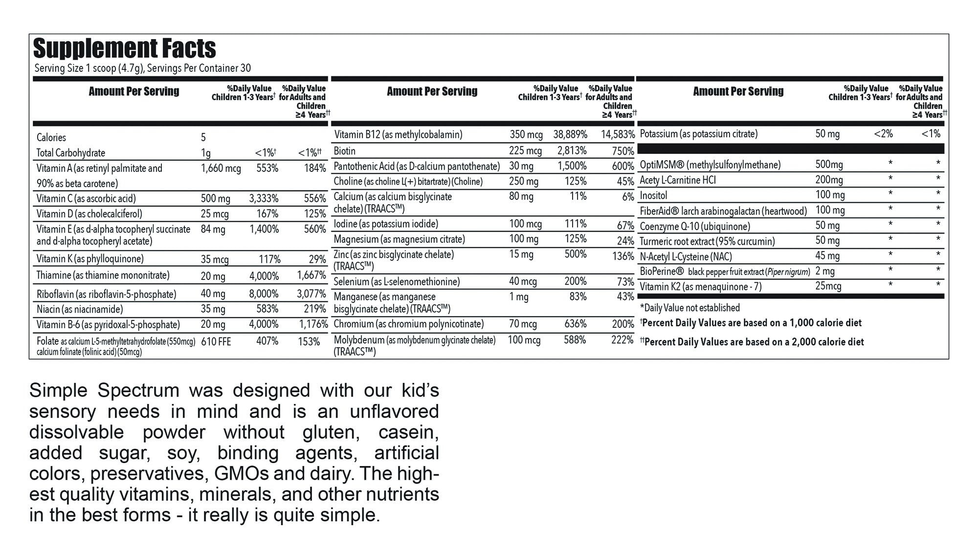 Simple Spectrum Supplement (144 grams) 30 servings Spectrum Supplements