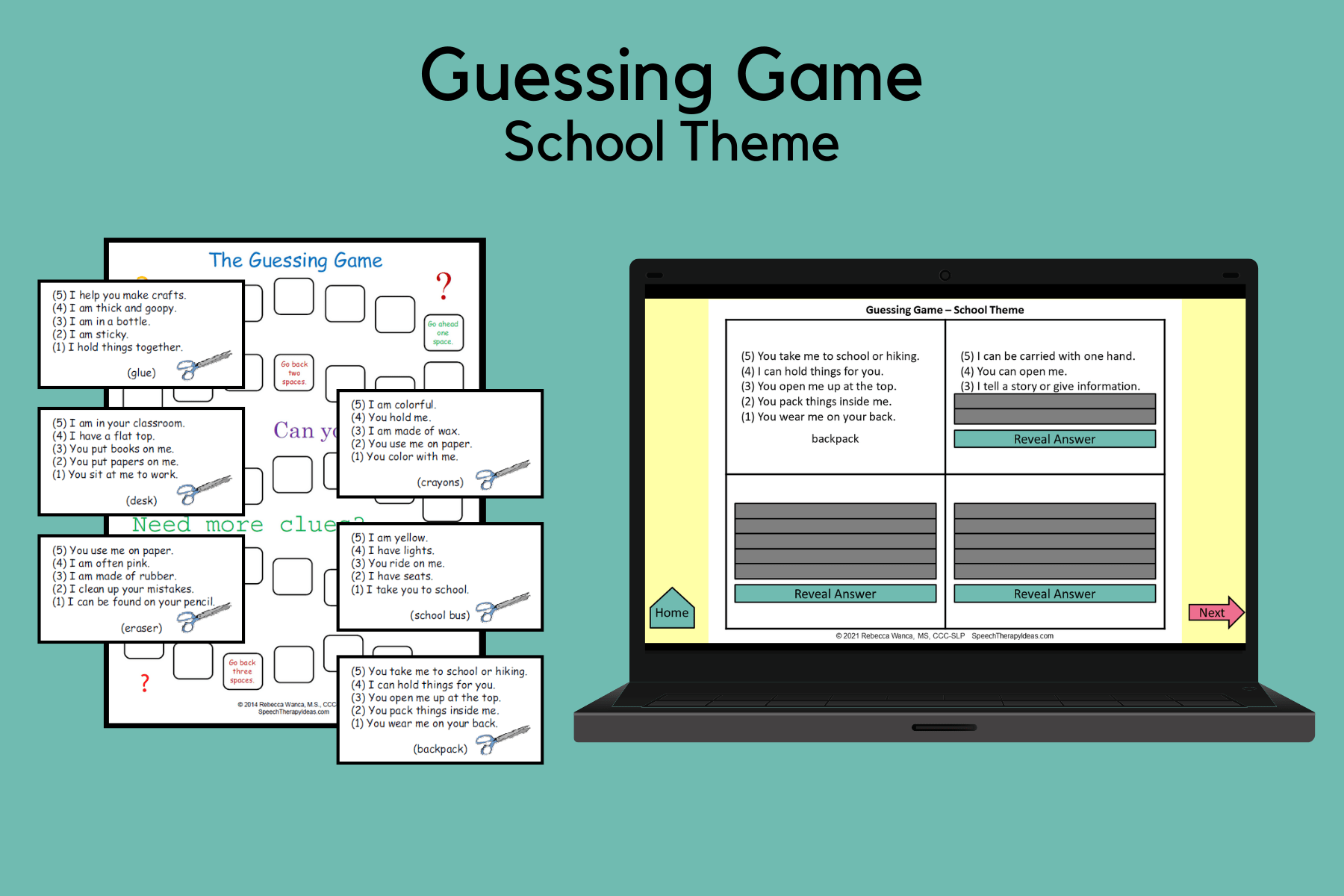 Guessing Game School Theme Speech Therapy Ideas
