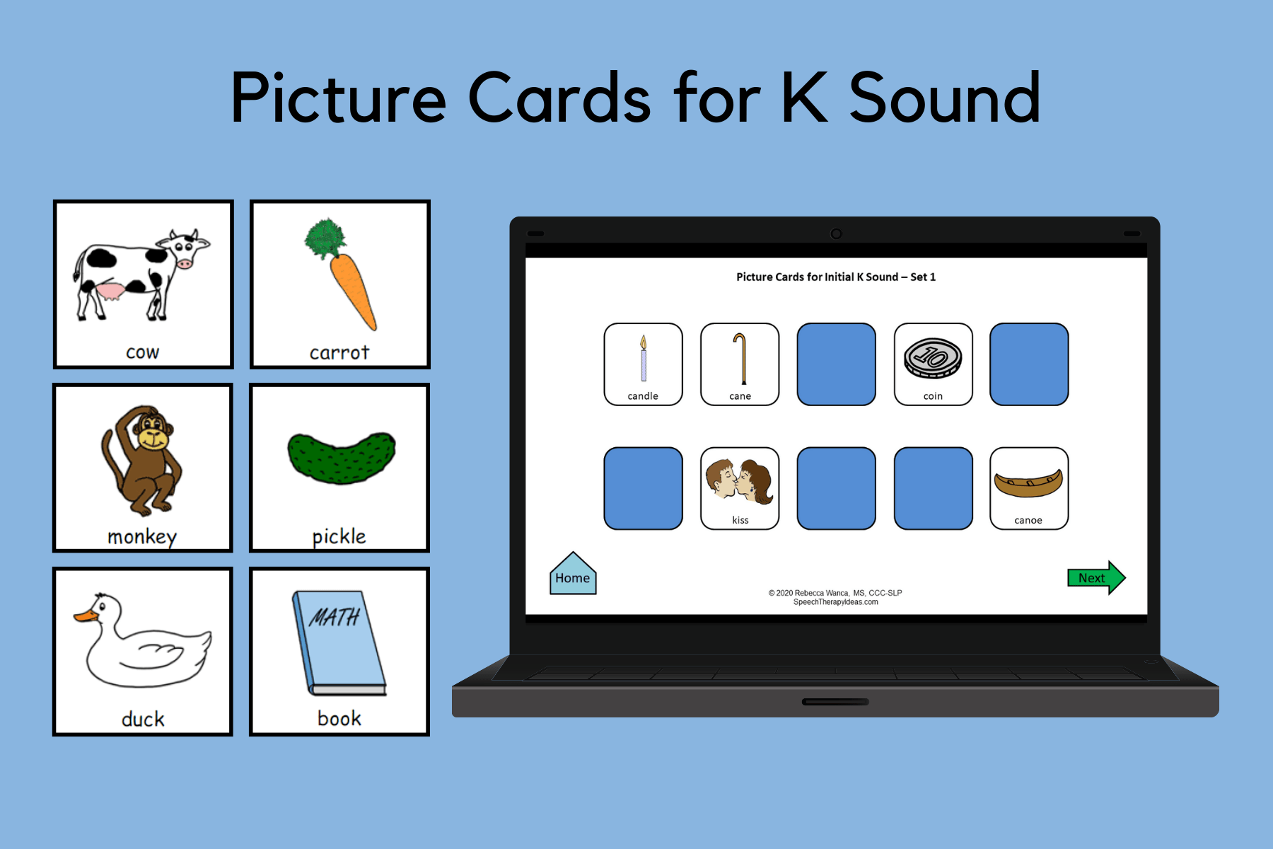 Picture Cards for K Sound Speech Therapy Ideas