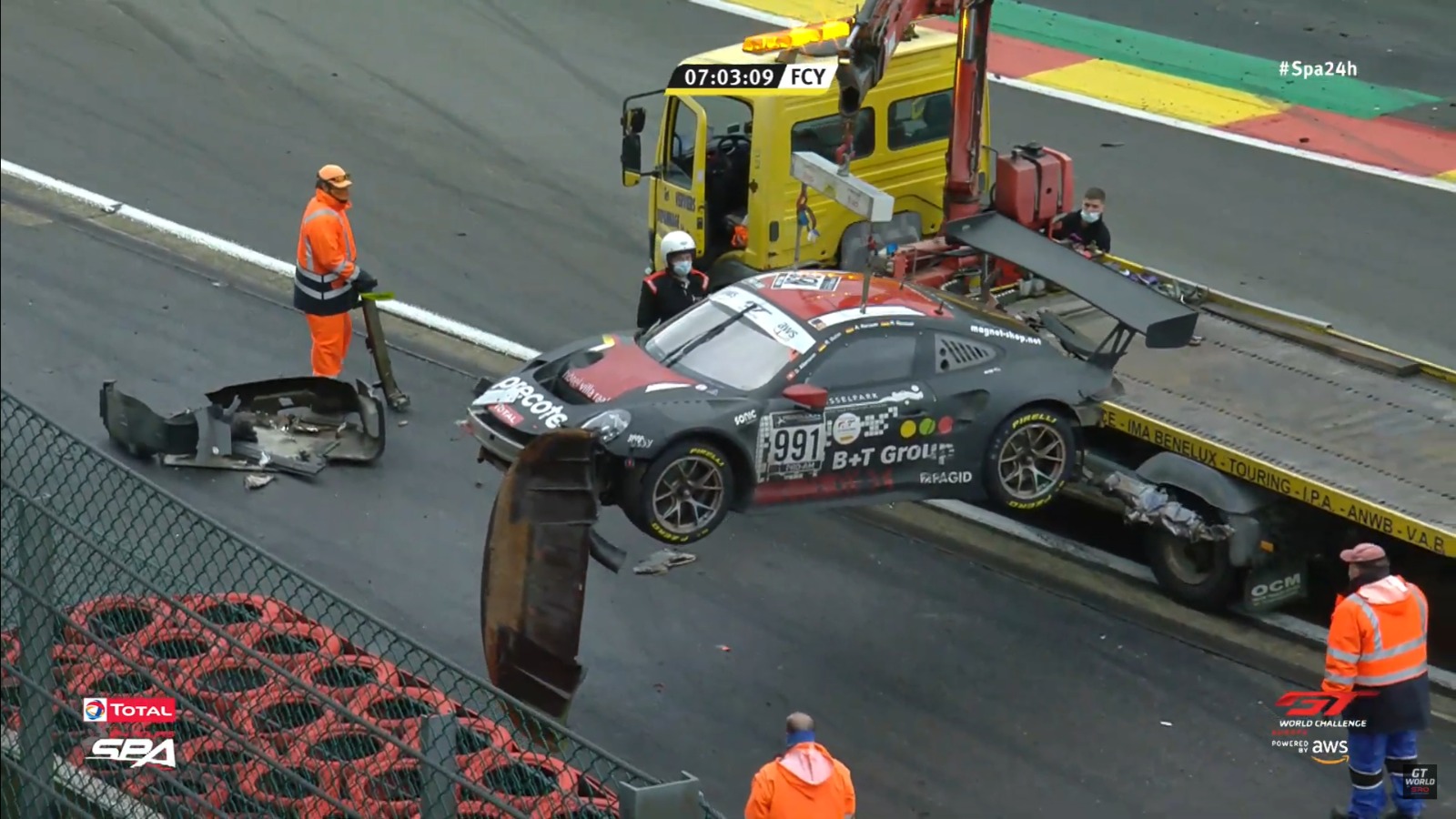 Video Livestream Total 24h Spa Massencrash bei Raidillon Drama bei