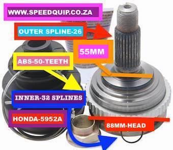 CV JOINT OUTER HON5939A*93:HONDA PRELUDE B20A3 1987-1991 26-OUT-SPLINE