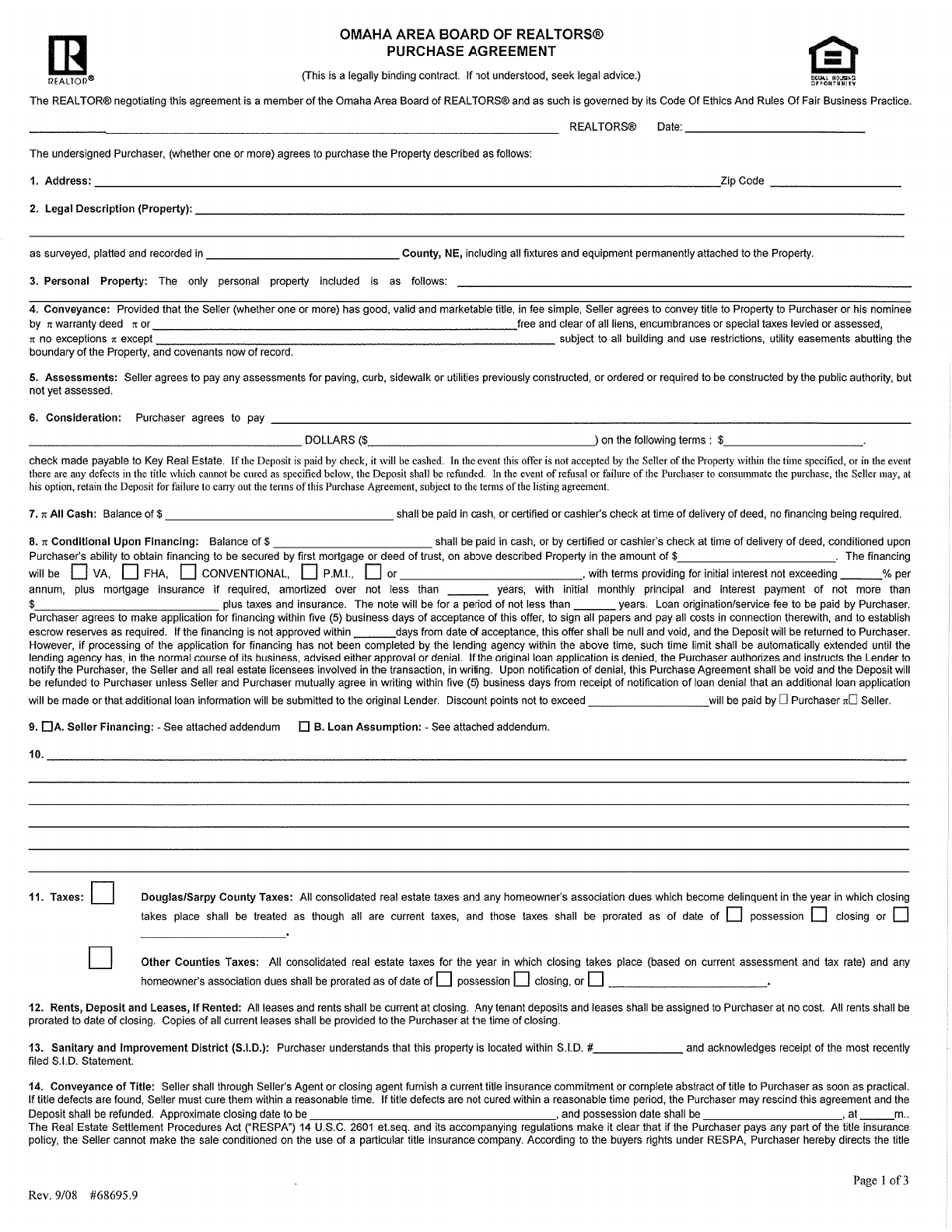 Free Nebraska Purchase Agreement Form PDF 2883KB 17 Page(s)
