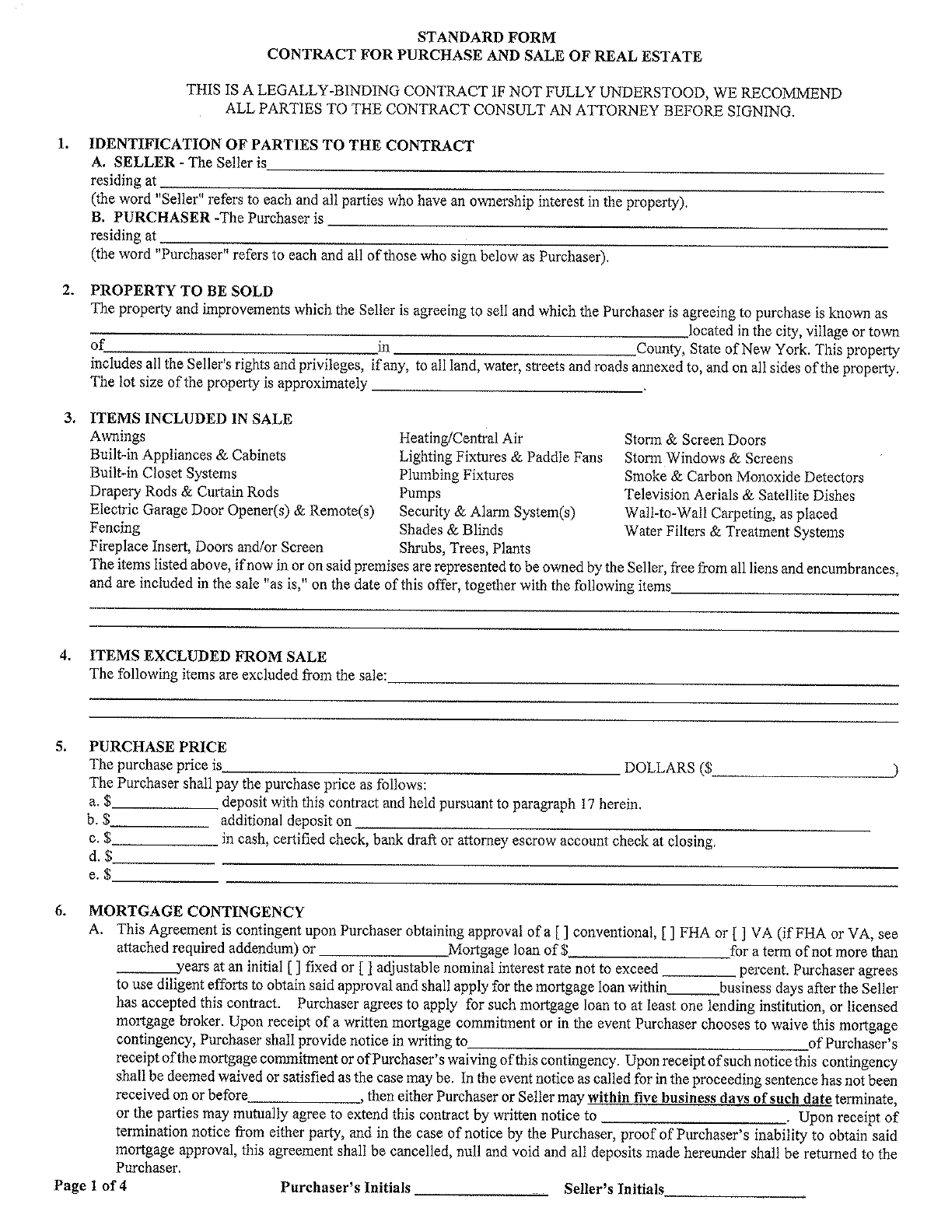 Free New York Offer To Purchase Real Estate Form PDF 339KB 4 Page(s)