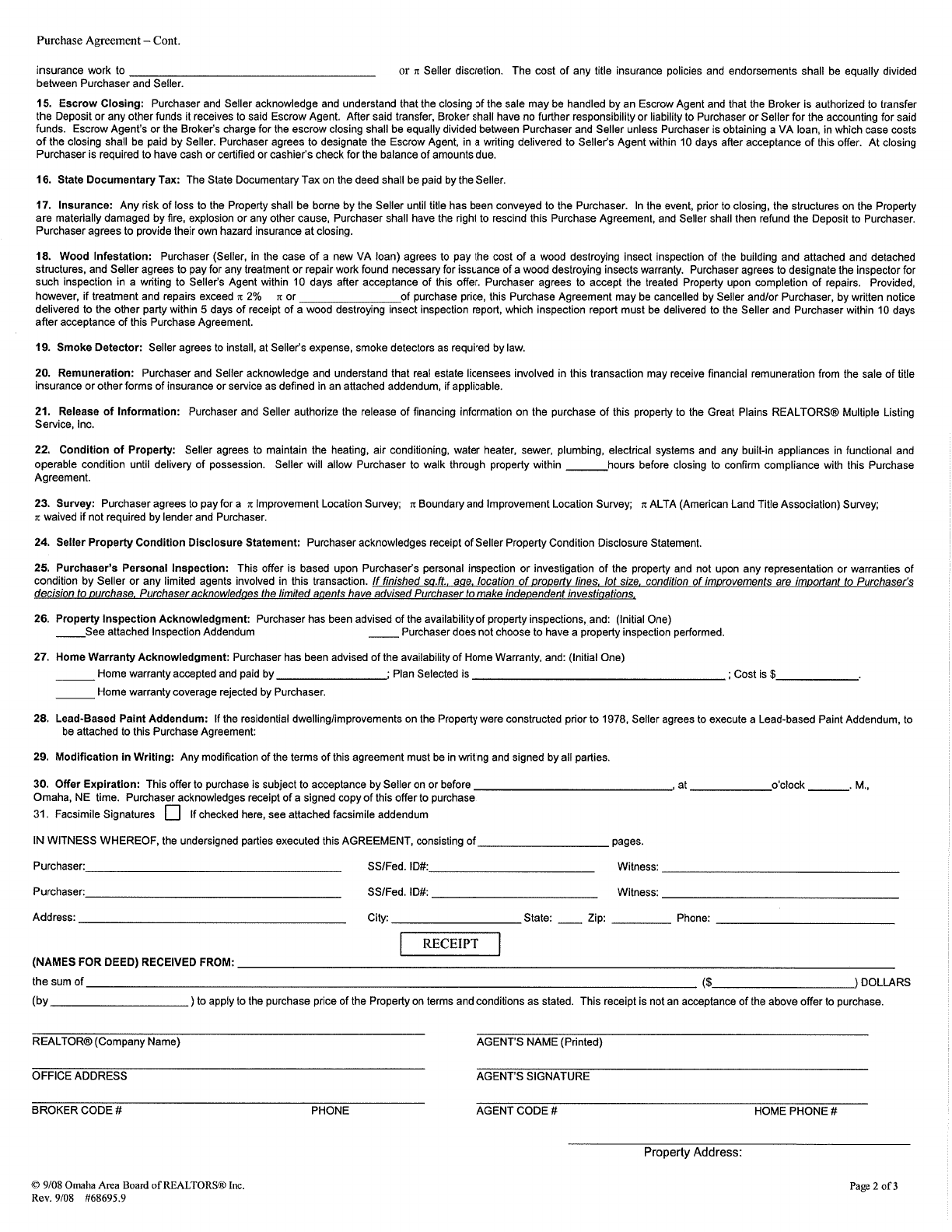 Free Nebraska Purchase Agreement Form PDF 2883KB 17 Page(s) Page 2