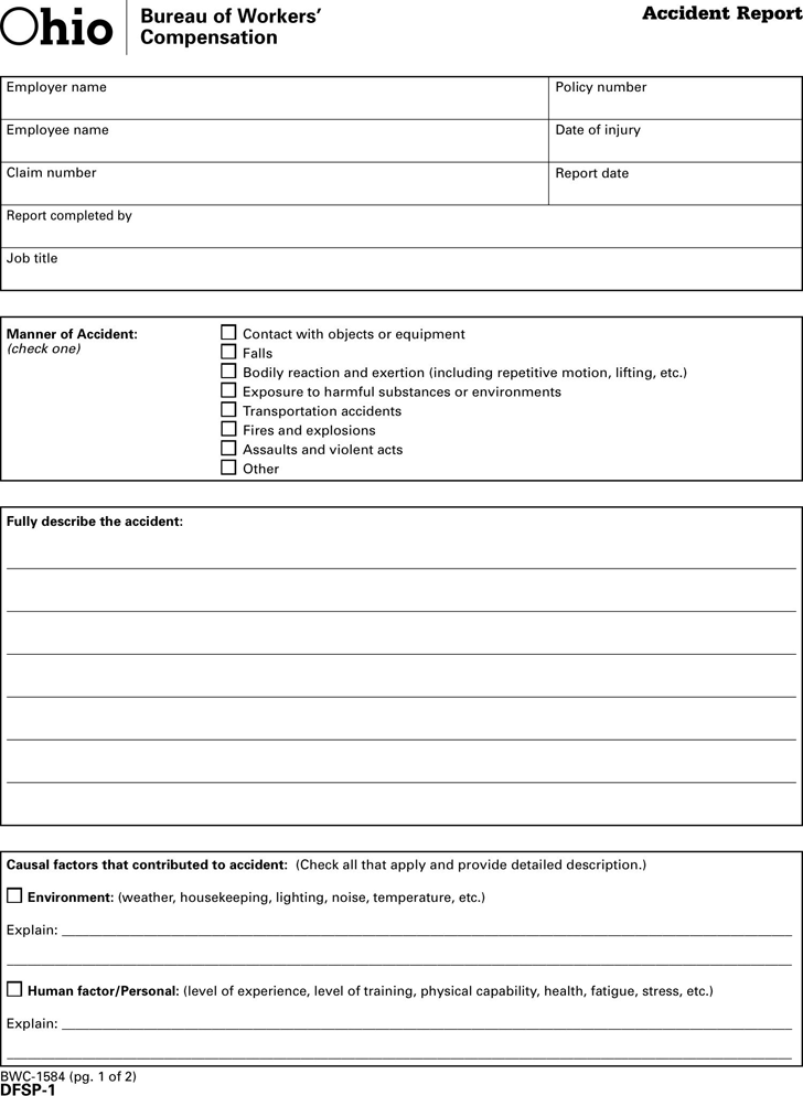 Free Ohio Accident Report PDF 68KB 2 Page(s)
