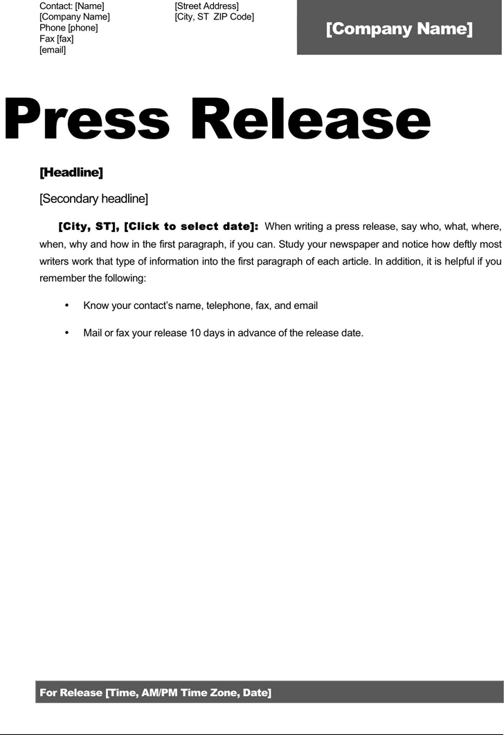 Press Release Template Template Free Download Speedy Template