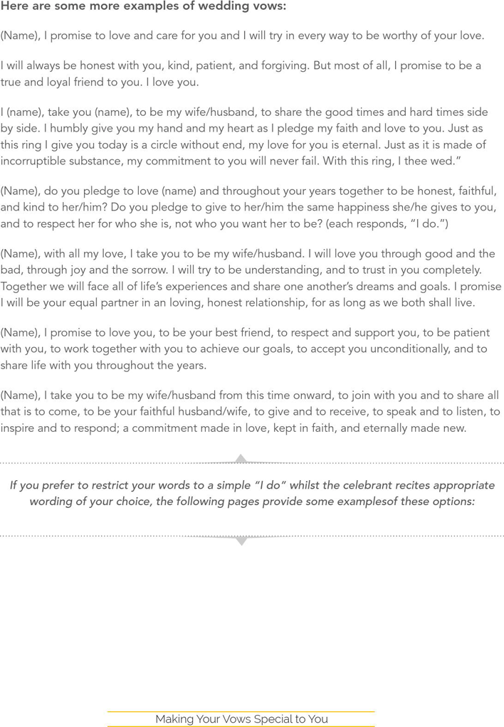 Free Wedding Vows Samples PDF 74KB 14 Page(s) Page 3