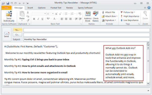 Send Individually AddIn Easily Send Personailized Mass Emails