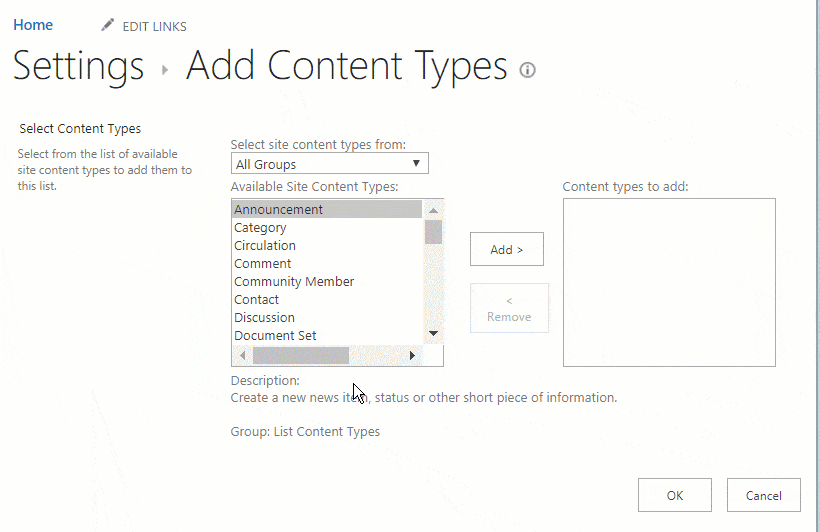 How to add a content type to list or document library in SharePoint