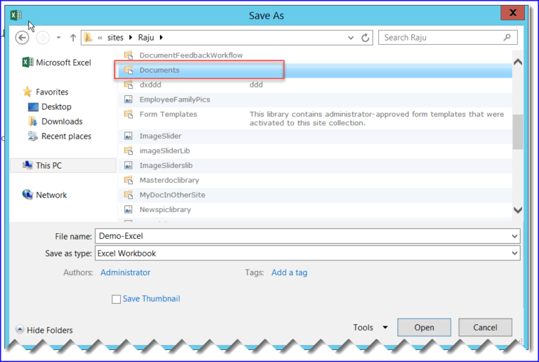How to directly save Excel File into SharePoint Online Document Library