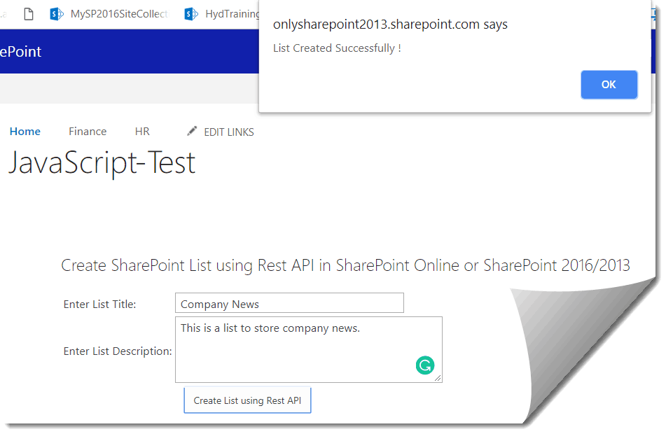 Create, Update and Delete SharePoint List using Rest API SPGuides