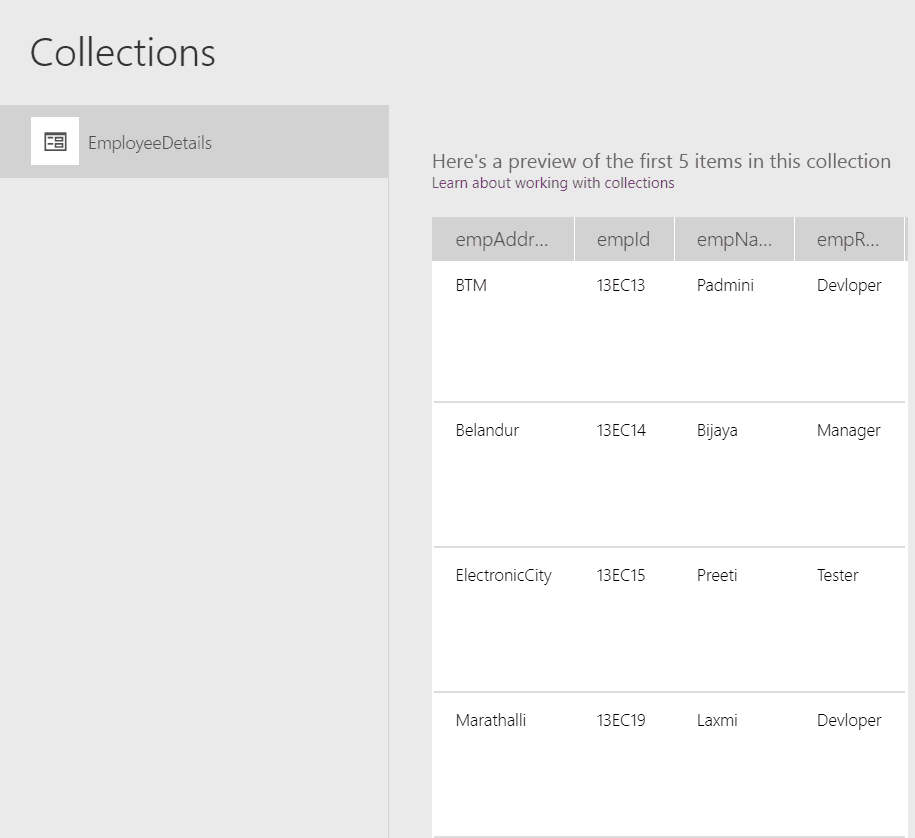 PowerApps Collection How to create and use SPGuides