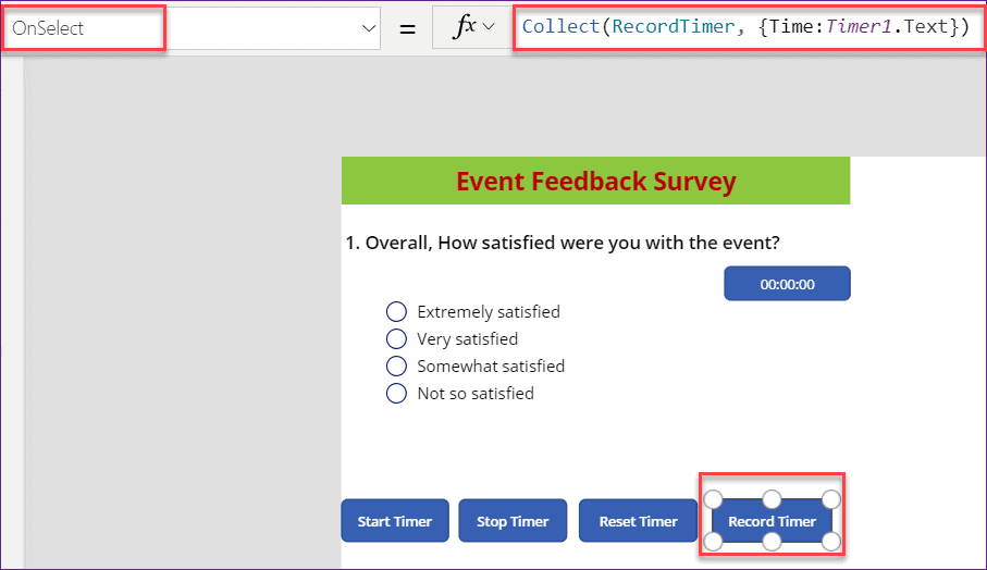 PowerApps Timer Control How to use + start and reset with button