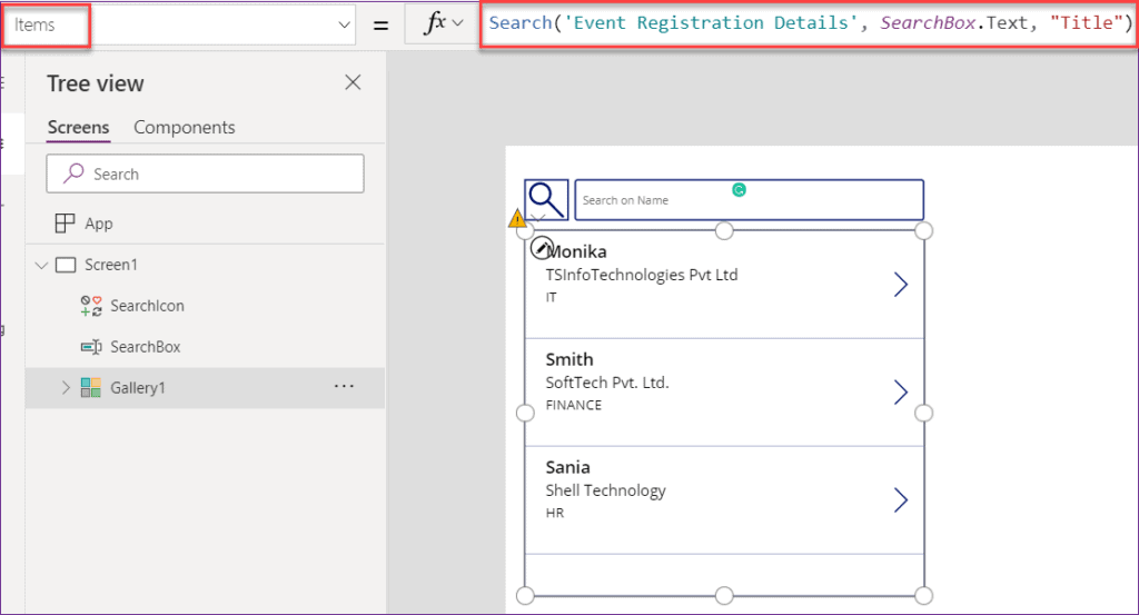 PowerApps Search Function + How to use with example SPGuides