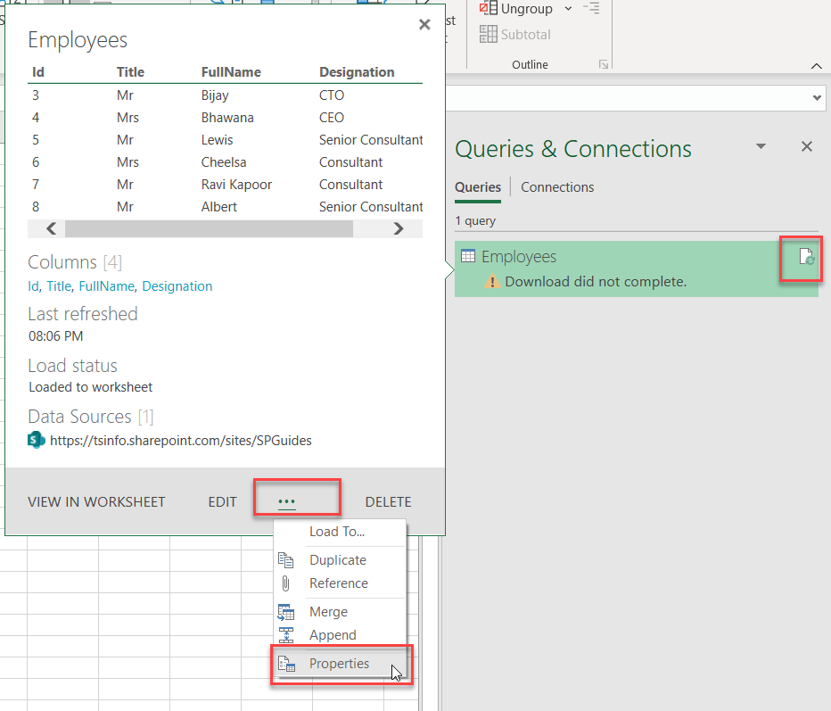 Open SharePoint list in excel + Update excel from SharePoint list