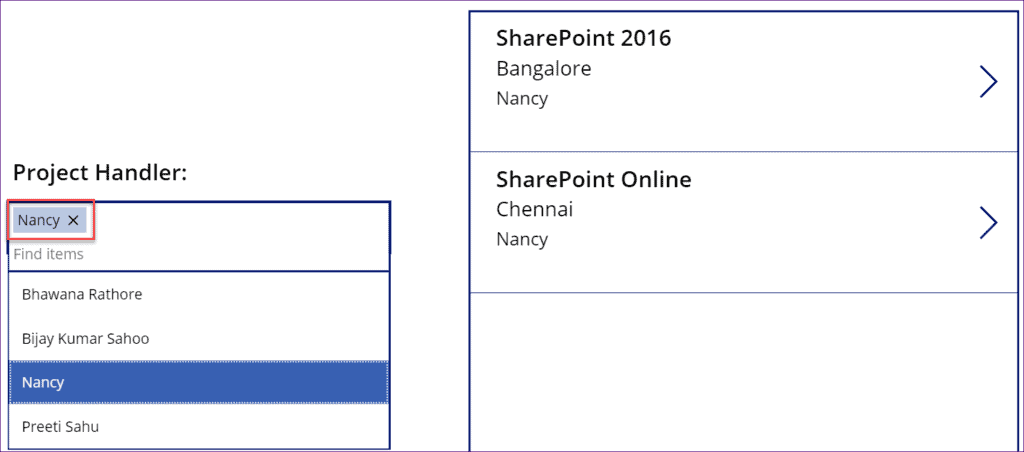 PowerApps Gallery Control Filter Example SPGuides