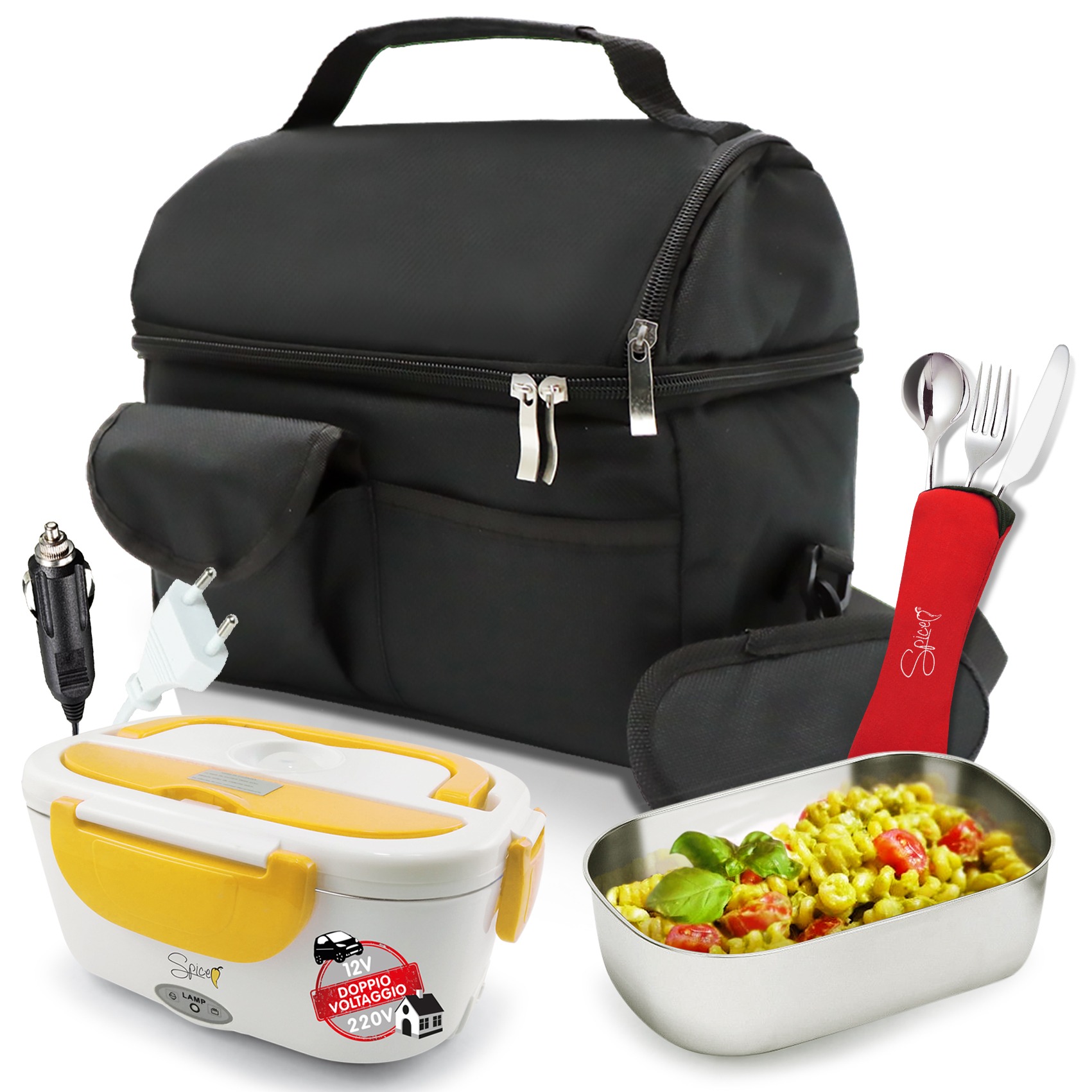 Lunch box with electric food warmer cooler bag - Spice