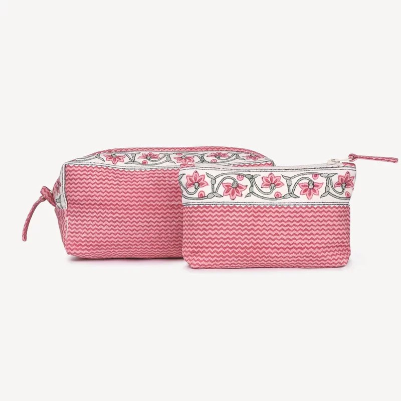 INKA Travel Pouch Ruhi Raspberry Print (Set of 2) Spicebox Organics