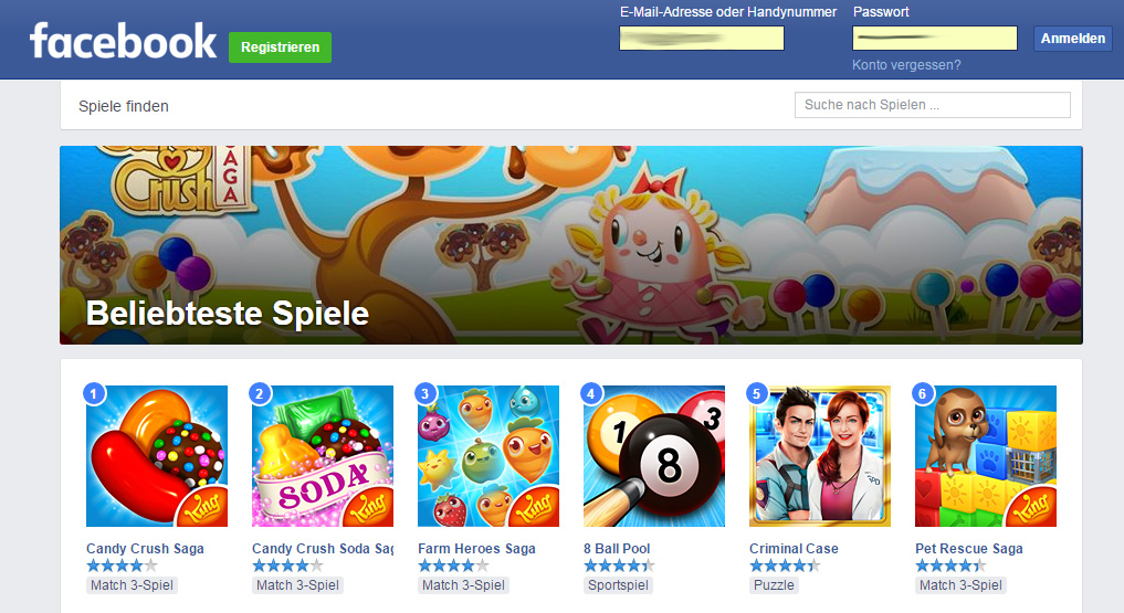 Das sind die derzeit beliebtesten FacebookSpiele Spielesnacks.de