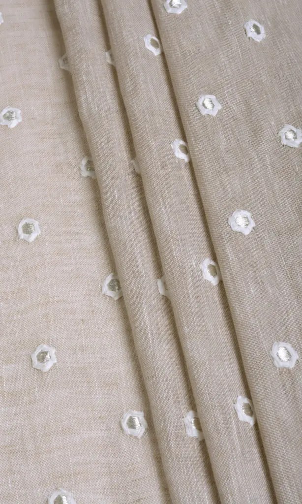 Shop Sheer Embroidered Linen Roman Blinds Online I Beige I Spiffy Spools
