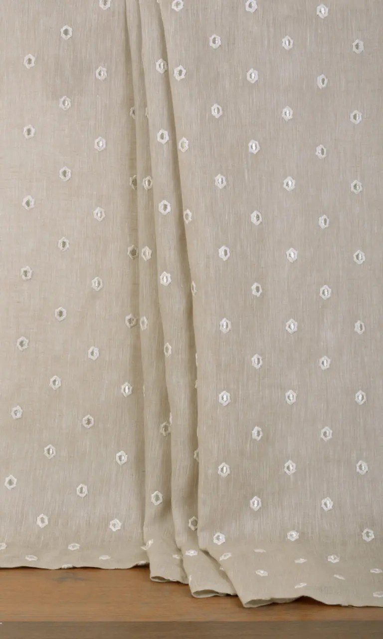 Shop Sheer Embroidered Linen Roman Blinds Online I Beige I Spiffy Spools