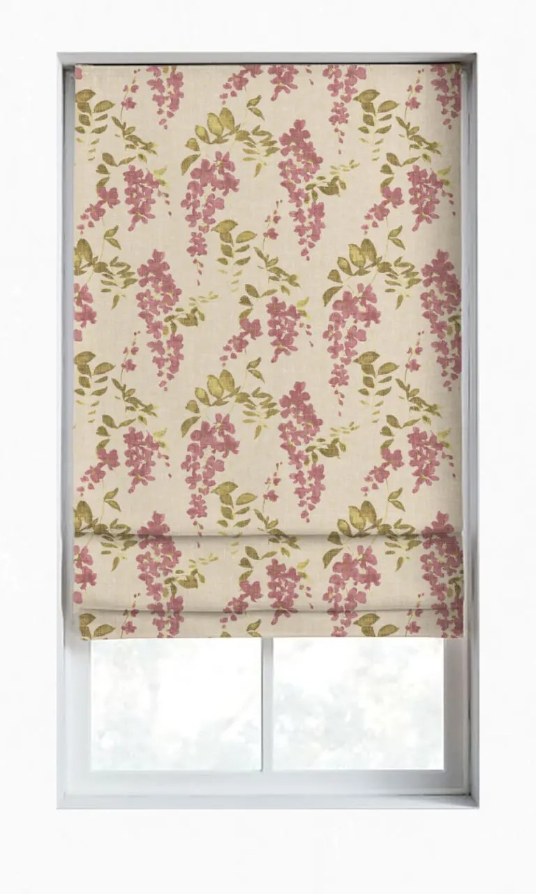 'Durham' Dimout Floral Roman Shades/ Blinds (Pink/ Ivory)