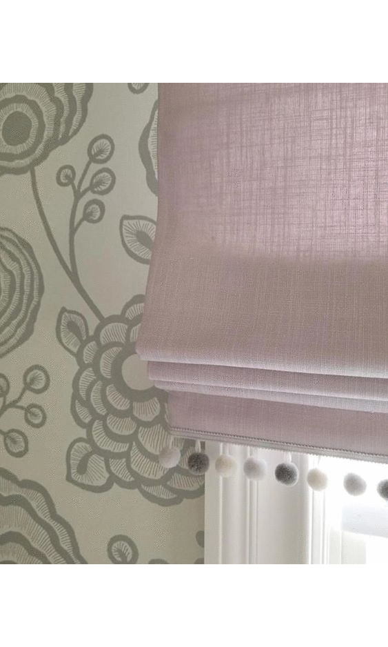 Roman Shades with Pom Poms Trim I Spiffy Spools